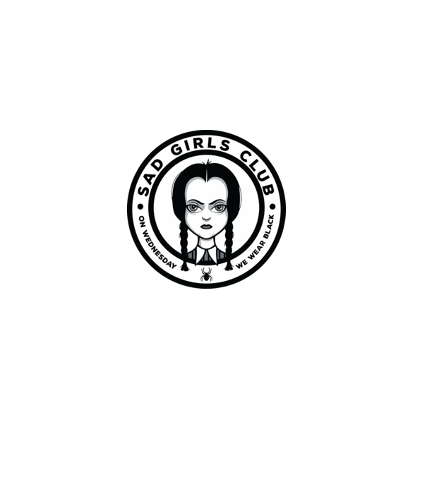 WEDNESDAY Sad Girls Club model negru pe tricou