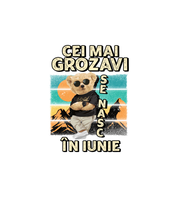 RETRO teddy IUNIE model alb pe tricou