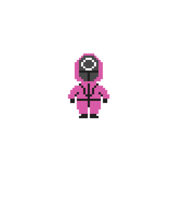 squid game pixel model negru pe tricou