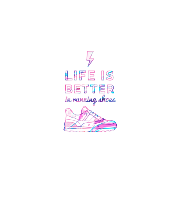 Life is better running shoes HOLO model negru pe tricou