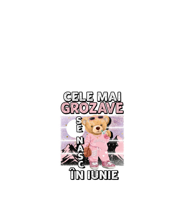 RETRO teddy fetişcană IUNIE model negru pe tricou