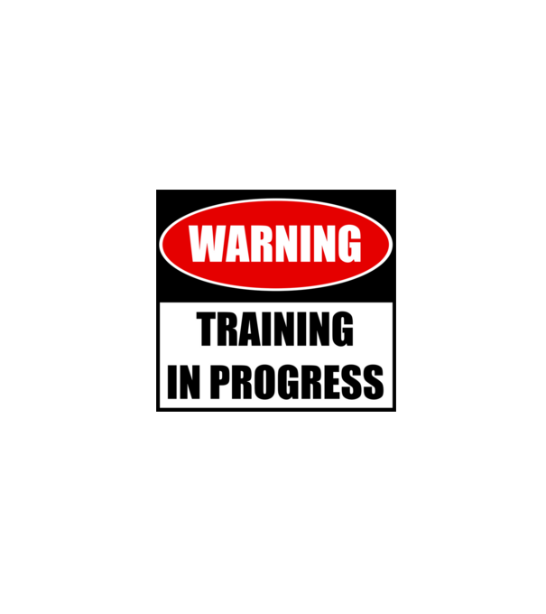 Warning Training In Progress model gri pe tricou