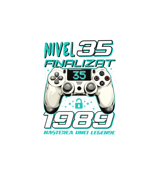 Nivel finalizat 35 1990 model alb pe tricou
