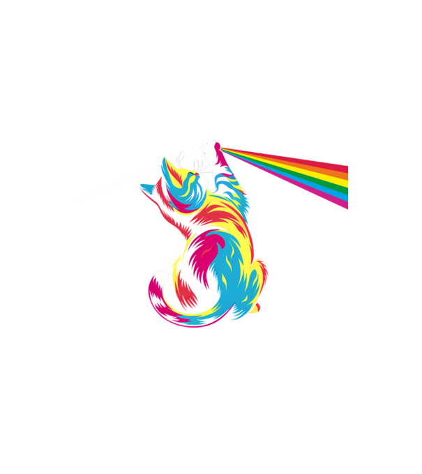 Pisica prismă model alb pe tricou