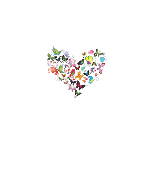 Butterfly Heart model alb pe tricou