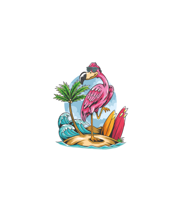 Surfer flamingo model negru pe tricou