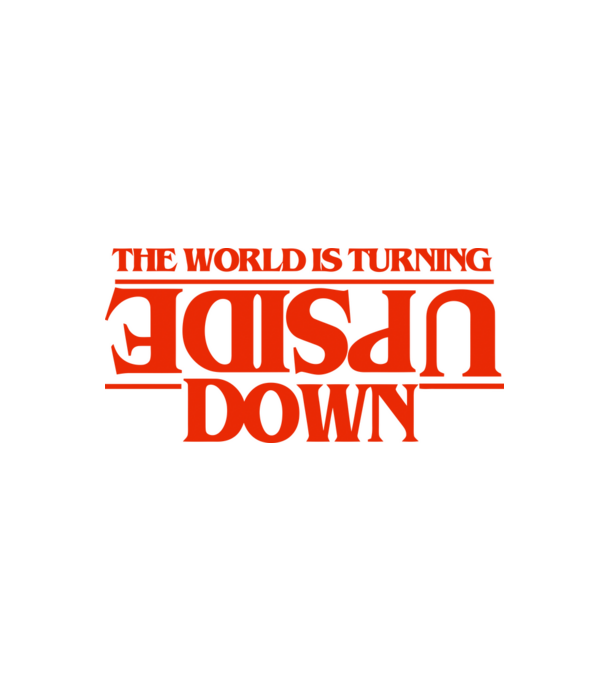 the world is turning upside down model negru pe tricou