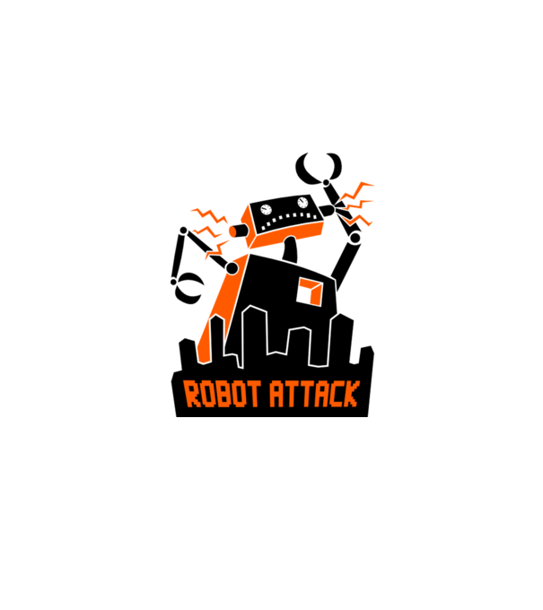 Robot Attack model alb pe tricou