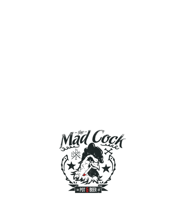 The Mad Cock model alb pe tricou
