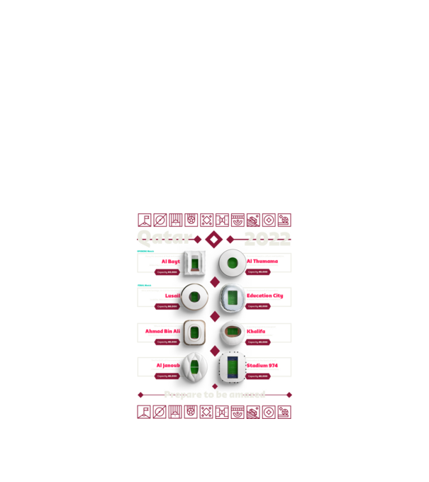 Qatar 2022 Stadiums model negru pe tricou
