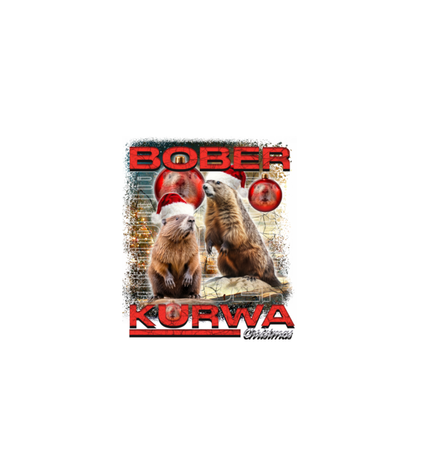 Bober kurwa christmas universe model negru pe tricou