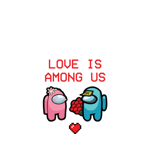 Among us love model alb pe tricou