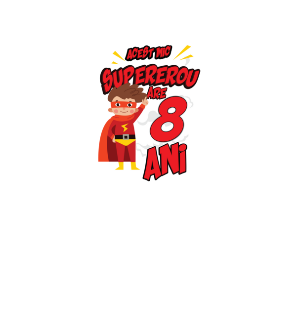 Acest mic supererou are 8 ani model negru pe tricou