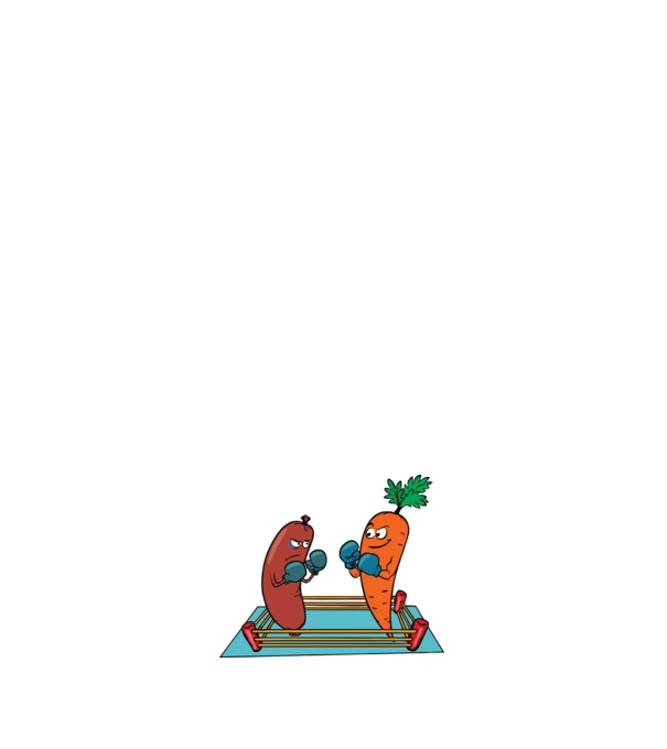 sausage vs carrot model negru pe tricou