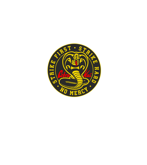 Strike first strike hard cobra kai model albastru jeanși pe tricou