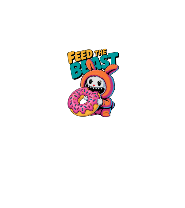 Feed the beast model alb pe tricou