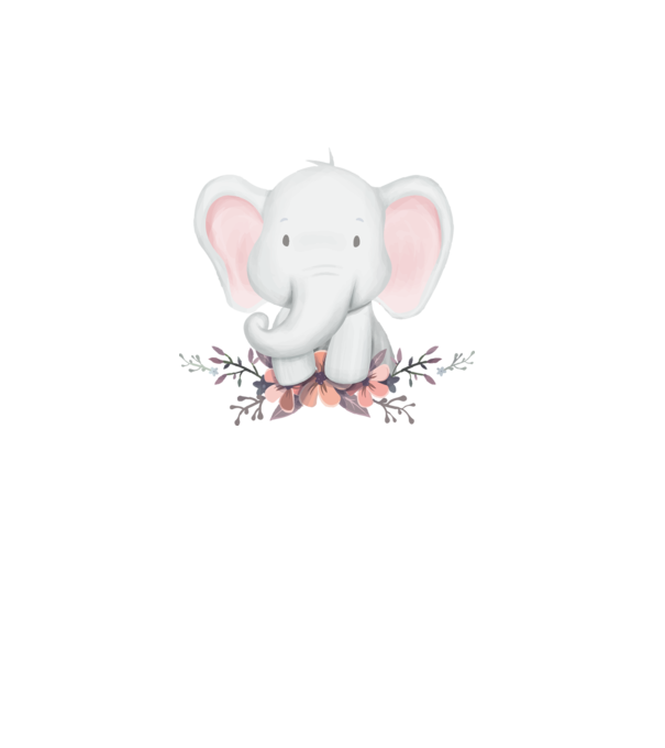 Elefant cu flori model alb pe tricou