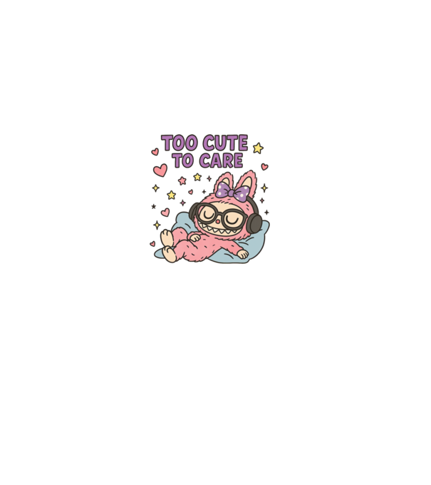 Too cute to care model negru pe tricou