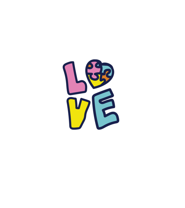 Ziua Mondială a Autismului LOVE model alb pe tricou