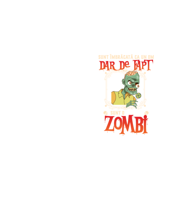 sunt îmbrăcat ca un om, dar de fapt sunt un zombi model galben neon pe tricou