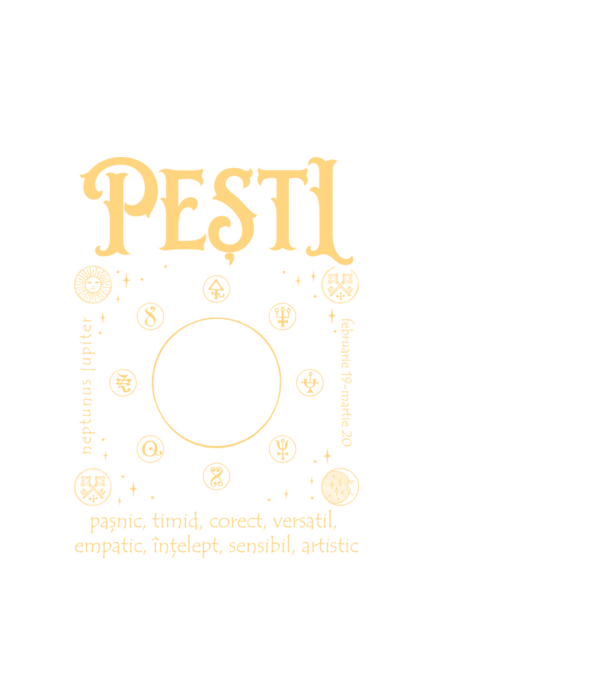 Zodiac bărbat PEȘTI golden model alb pe tricou