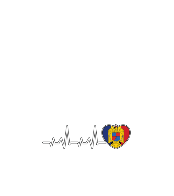 ROMANIA heartbeat model alb pe tricou