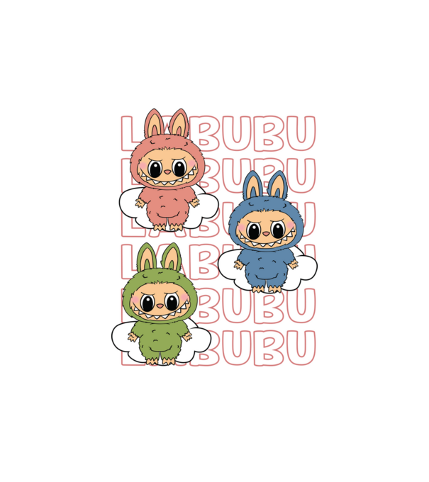 LABUBU model alb pe tricou
