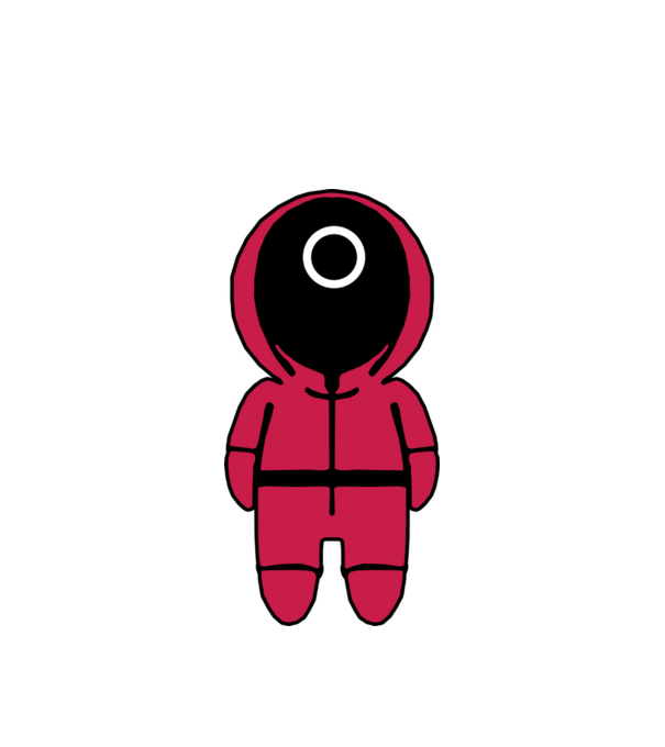 squid game figure model alb pe tricou