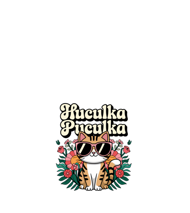 Huculka Puculka pisică 3 model alb pe tricou