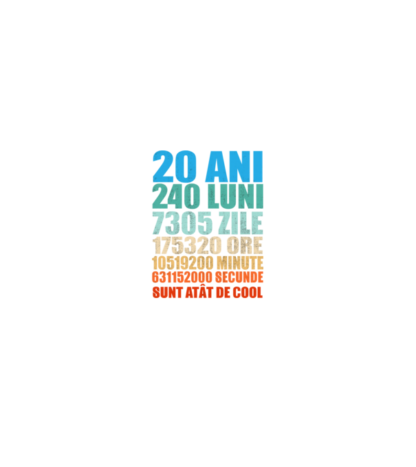 De 20 ani - luni - zile - ore - minute - secunde - sunt atât de cool model negru pe tricou