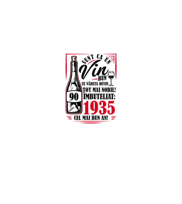 Un Vin Bun 1935 - Alb model alb/roșu pe tricou