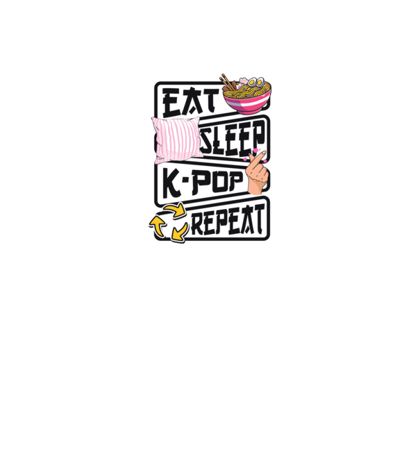 K-POP EAT SLEEP model alb pe tricou
