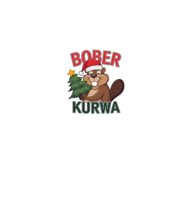 Bober kurwa Christmas model alb pe tricou