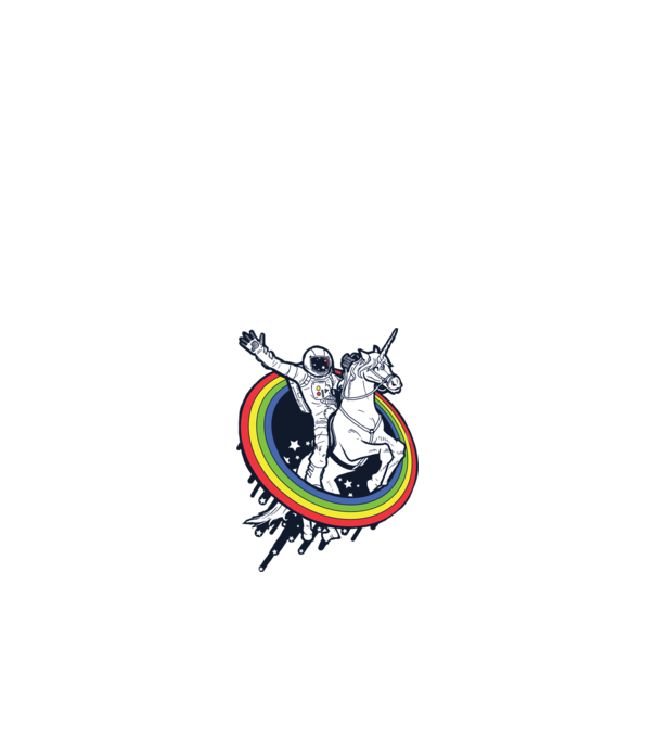 Unicorn Spaceman model albastru regal pe tricou