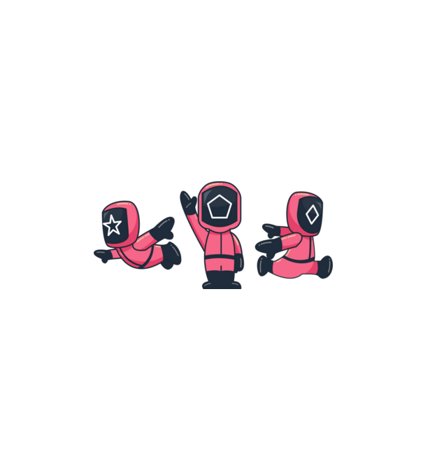 cute squid game toys model alb pe tricou