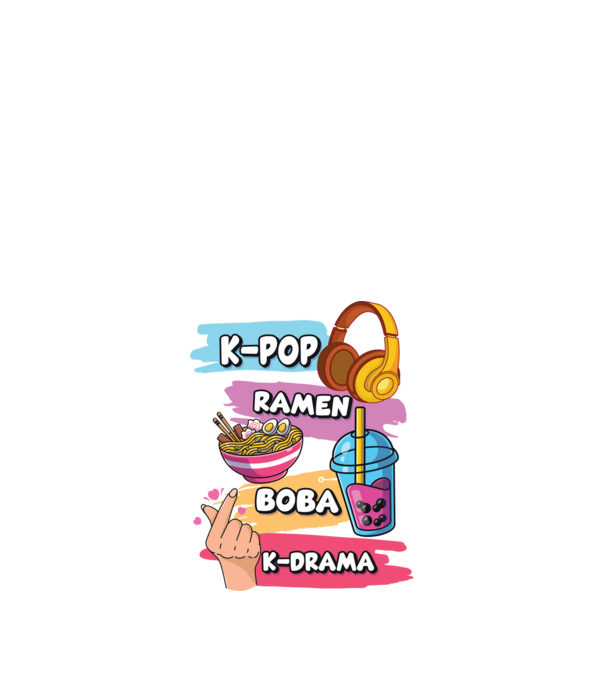 K-POP RAMEN BOBA K-DRAMA model negru pe tricou