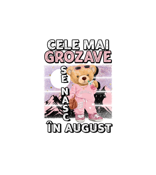 RETRO teddy fetişcană AUGUST model alb pe tricou