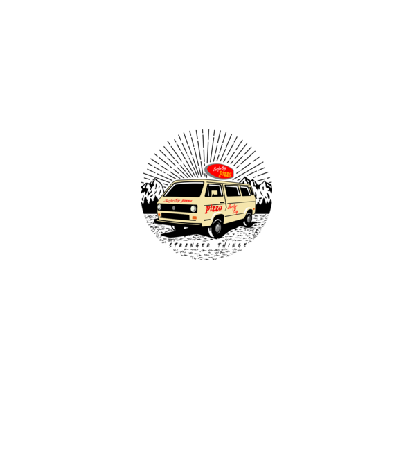 surfer boy pizza bus stranger things model gri pe tricou