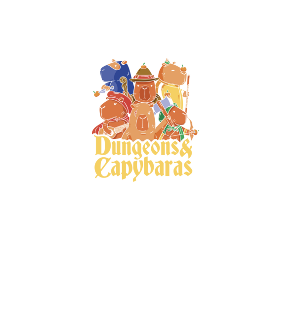 Dungeons and Capybaras model negru pe tricou