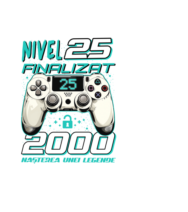 Nivel finalizat 25 2000 model negru pe tricou