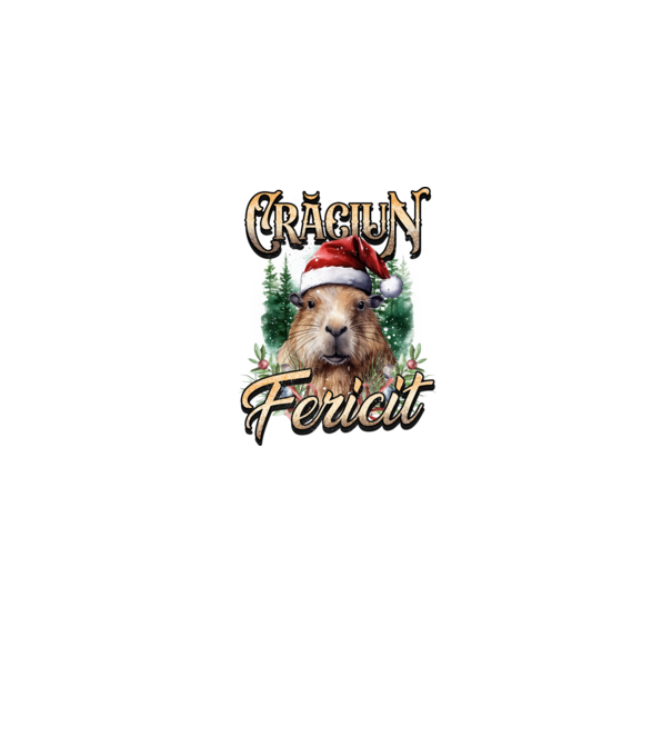 Capybara christmas model negru pe tricou