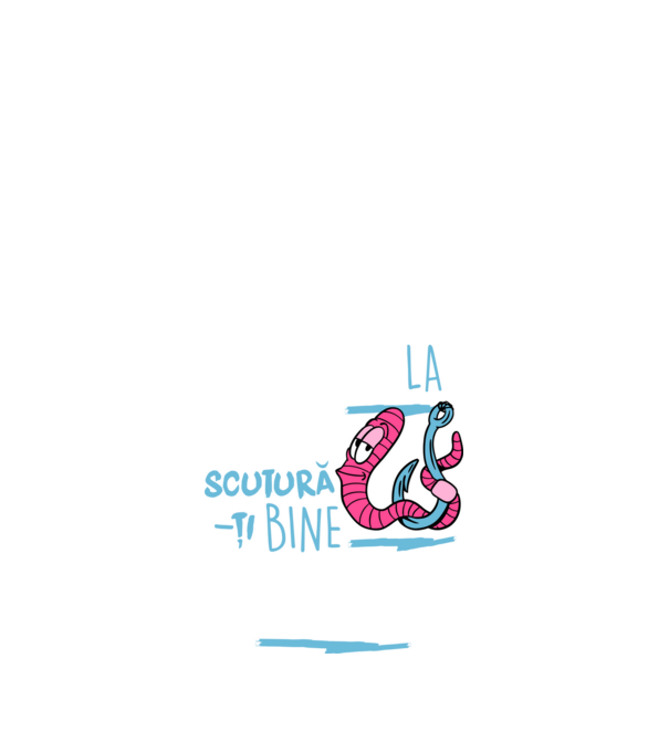 Secretul la pescuit scutură-ți bine viermele model negru pe tricou