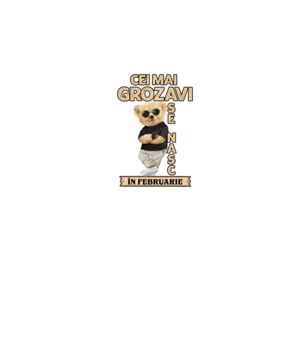 Teddy cel cool februarie model negru pe tricou