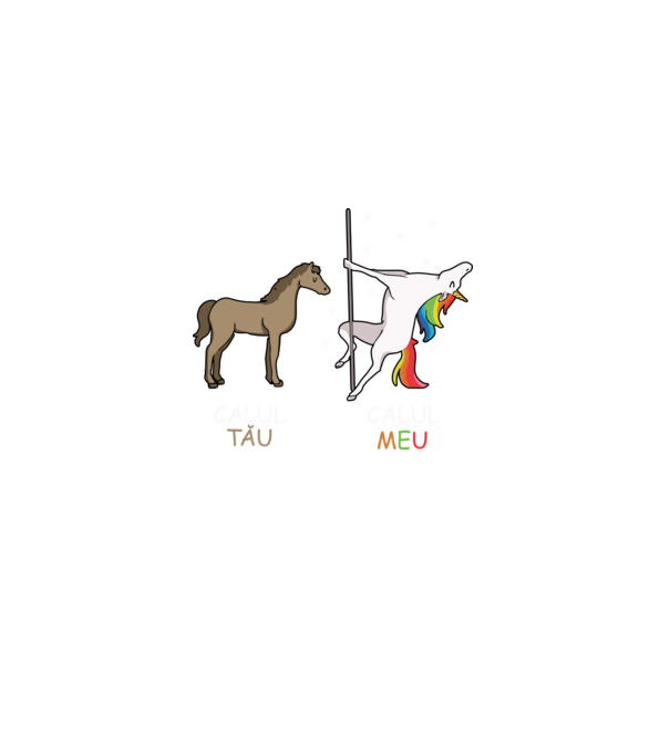 calul tău - calul meu model negru pe tricou