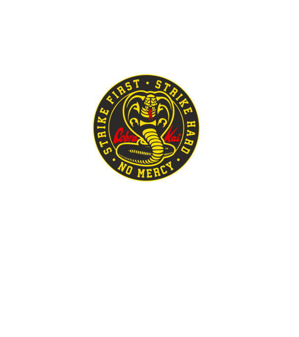 Strike first strike hard cobra kai model negru pe tricou