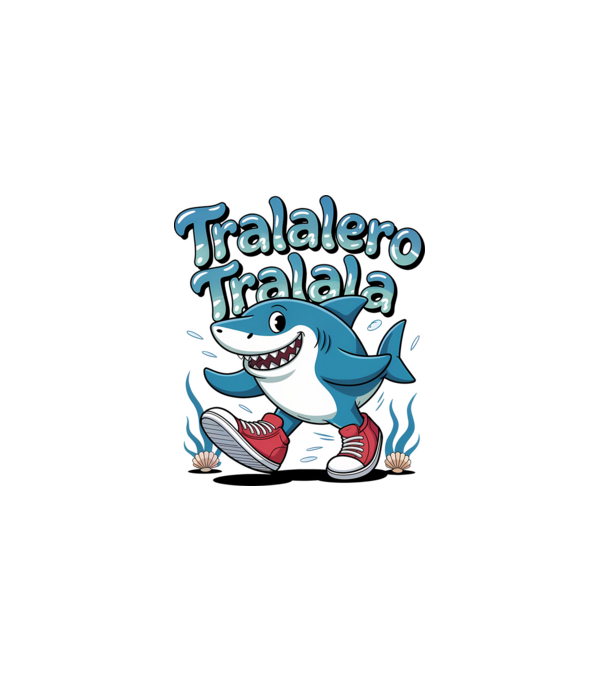 Tralalero Tralala drăguț model negru pe tricou