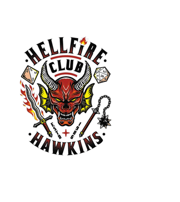 hellfire club hawkins model albastru deschis pe tricou