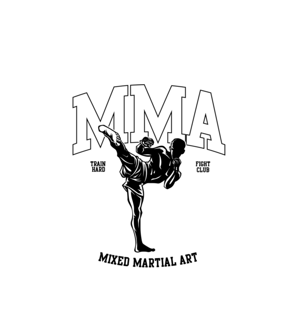 MMA model alb pe tricou