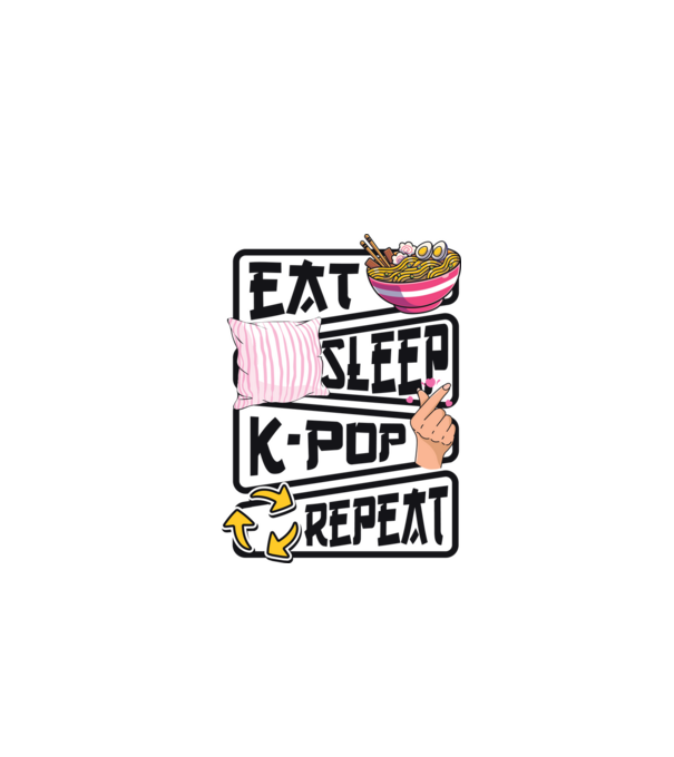 K-POP EAT SLEEP model alb pe tricou