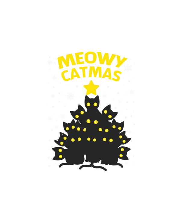 Meowy catmas black model alb pe tricou